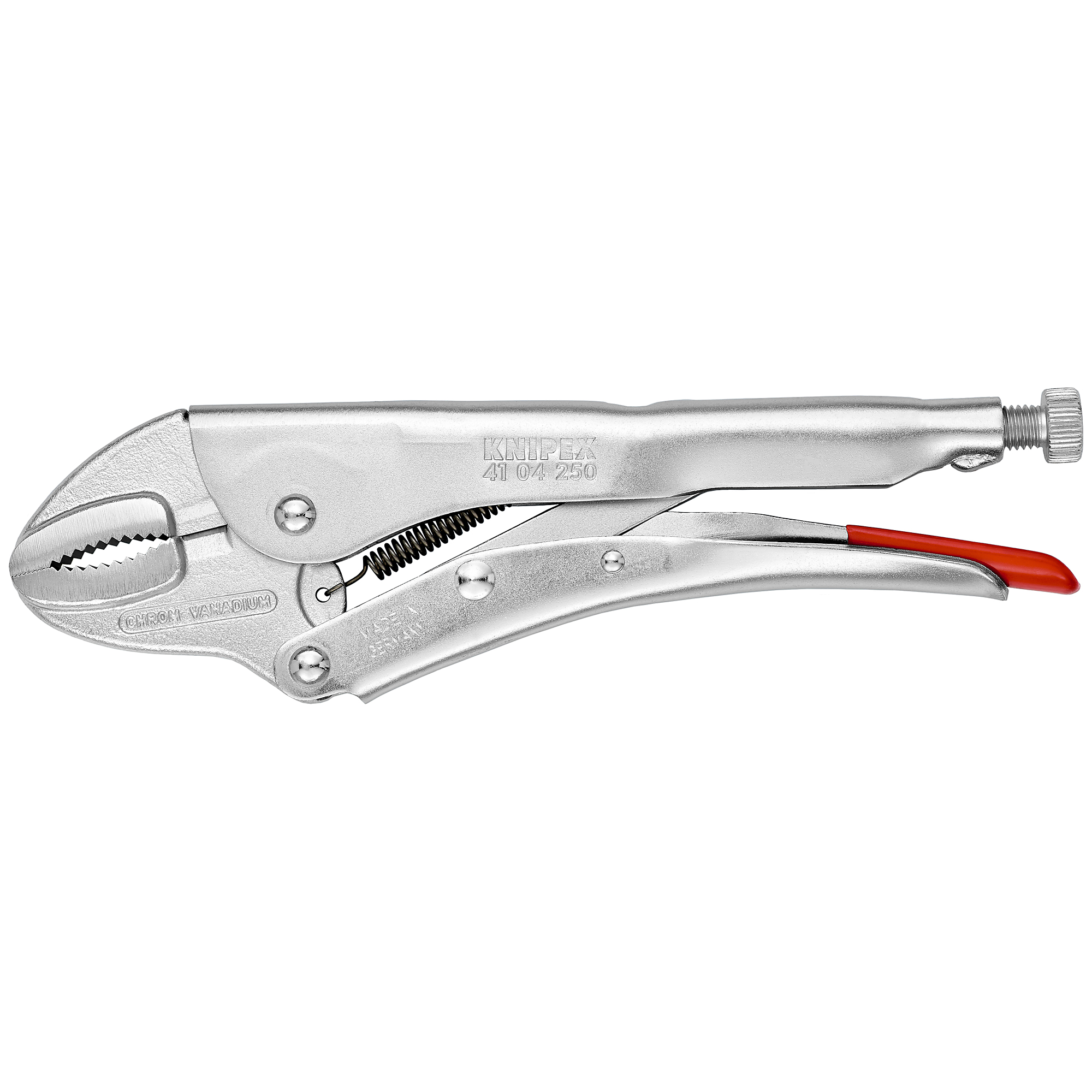 KNIPEX, Grip Pliers-Round Jaws, Serrated, 10in., Pieces (qty.) 1 Material Steel, Jaw Capacity 1.578 in, Model# 41 04 250